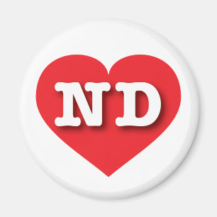 North Dakota Red Heart - I Liebe ND Magnet