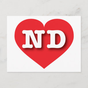 North Dakota Red Heart - I Liebe ND Postkarte