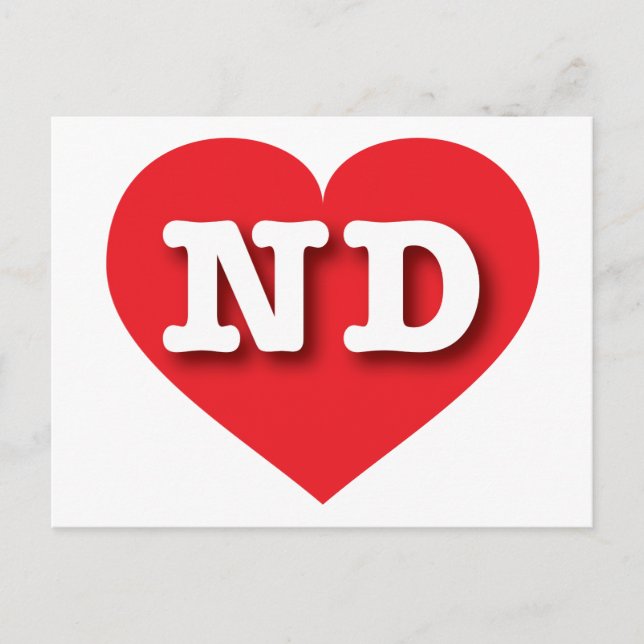 North Dakota Red Heart - I Liebe ND Postkarte (Vorderseite)