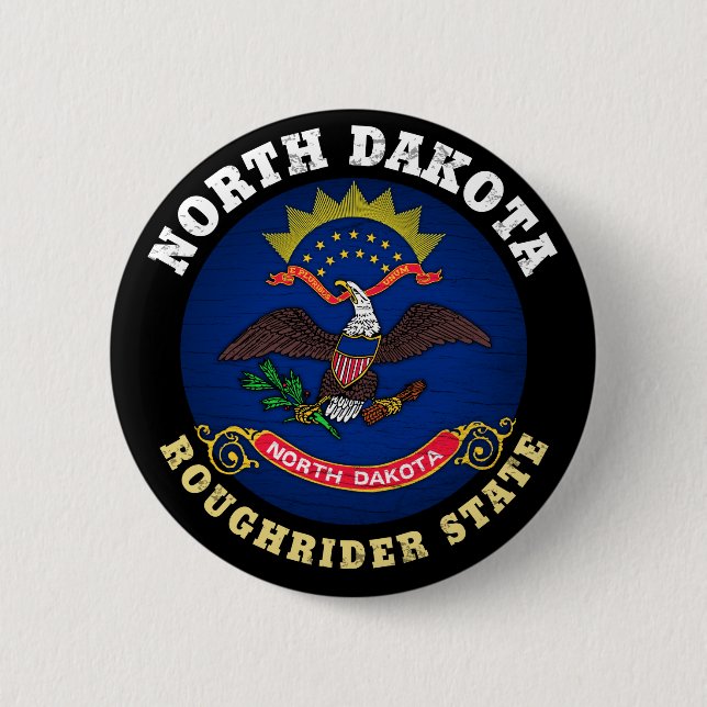 NORTH DAKOTA ROUGHRIDER STAAT FLAG BUTTON (Vorderseite)