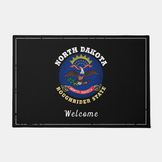 NORTH DAKOTA ROUGHRIDER STAAT FLAG FUßMATTE (Vorderseite)
