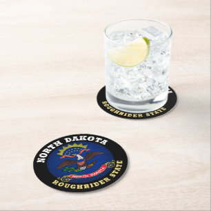 NORTH DAKOTA ROUGHRIDER STAAT FLAG RUNDER PAPPUNTERSETZER