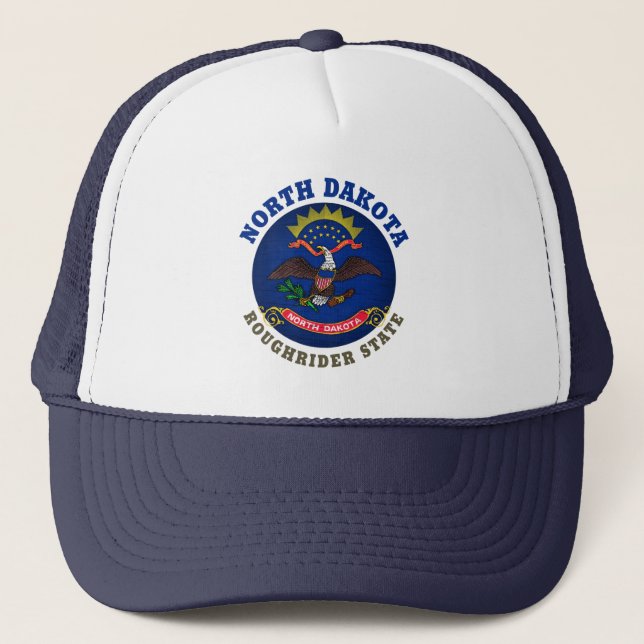 NORTH DAKOTA ROUGHRIDER STAAT FLAG TRUCKER HAT TRUCKERKAPPE (Vorderseite)
