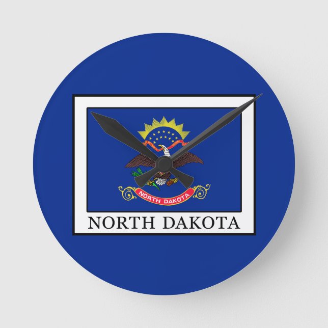 North Dakota Runde Wanduhr (Vorderseite)
