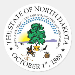 North Dakota Runder Aufkleber