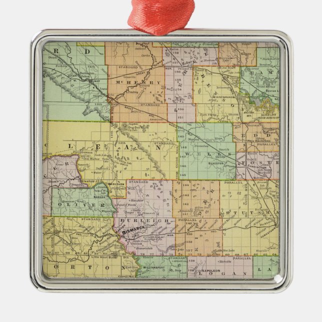 North Dakota Silbernes Ornament (Vorne)