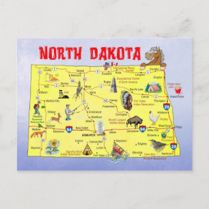 North Dakota Staat Map Postkarte