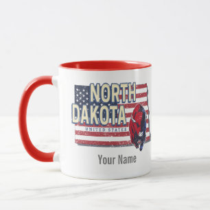 North Dakota Staat United Staaten Retro Map Vintag Tasse