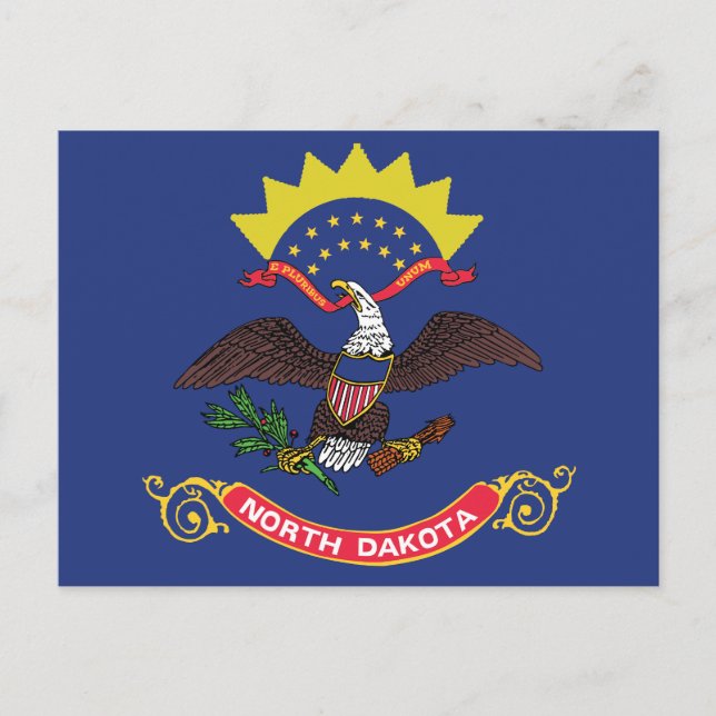North Dakota State Flag Peace Garden Eagle Postkarte (Vorderseite)