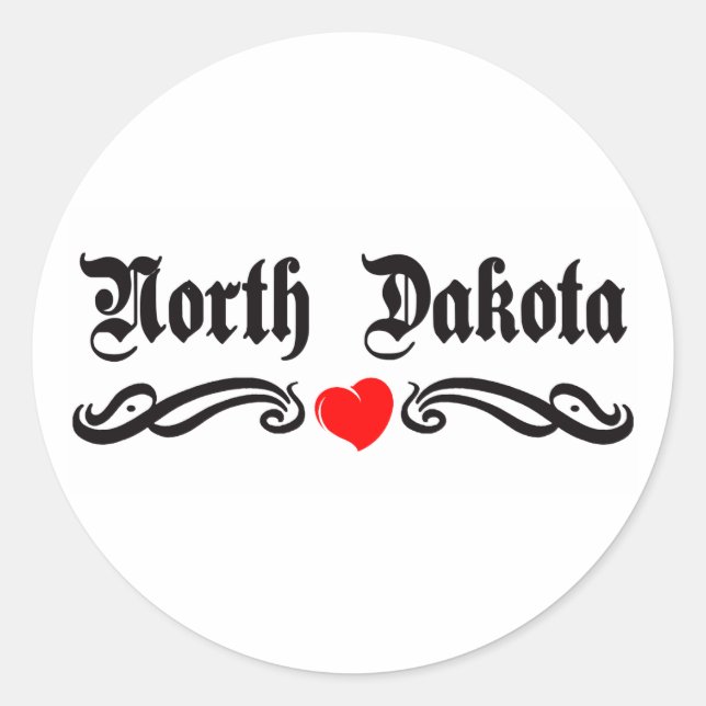 North Dakota Tattoo Runder Aufkleber (Vorderseite)