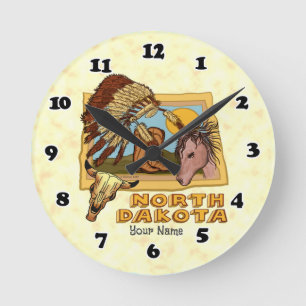 North Dakota-Uhr Runde Wanduhr