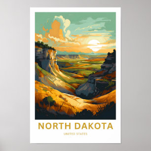 North Dakota United Staaten Travel Print Poster