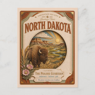 North Dakota Vintage Paper Cut American Arcana Postkarte