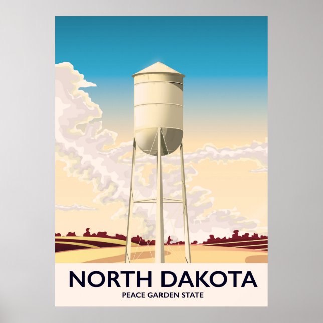 North Dakota Water Tower Reiseplakat Poster (Vorne)