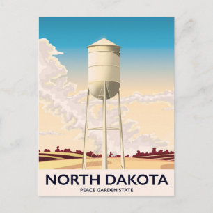 North Dakota Water Tower Reiseplakat Postkarte