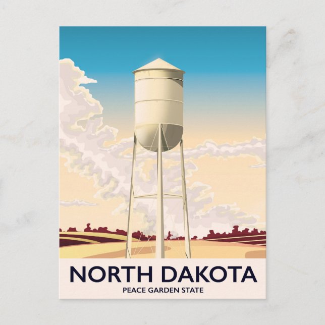 North Dakota Water Tower Reiseplakat Postkarte (Vorderseite)
