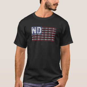 North Dakota Zuhause Staat ND American Flag Patrio T-Shirt