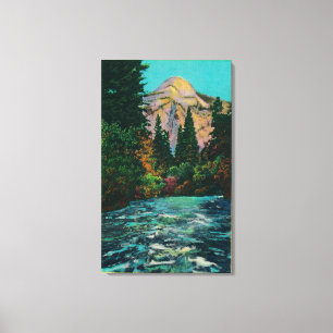 North Dome und Merced River von den Happy Isles Leinwanddruck