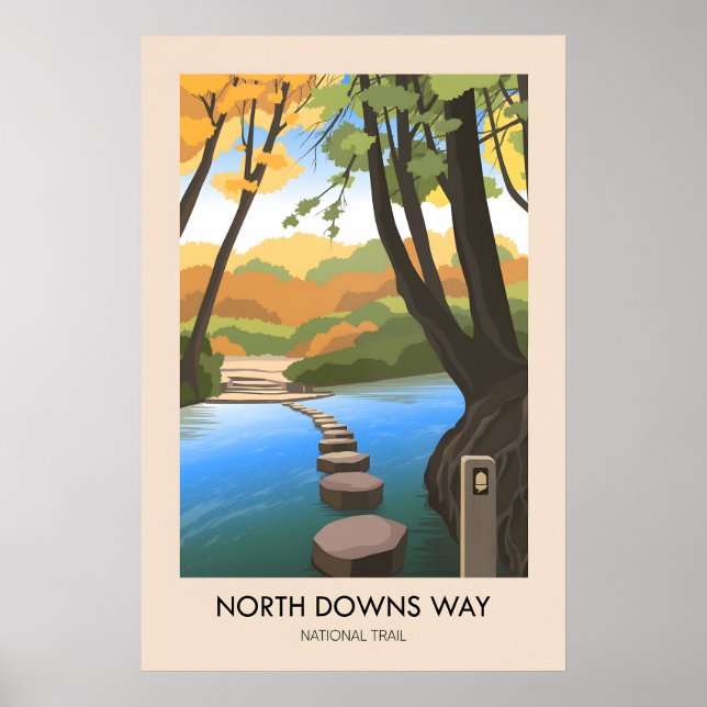 North Downs Way Nationaler Wanderweg Reiseplakat Poster (Vorne)