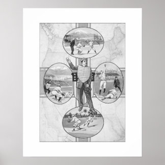 North East South West Baseball, Art Print Poster