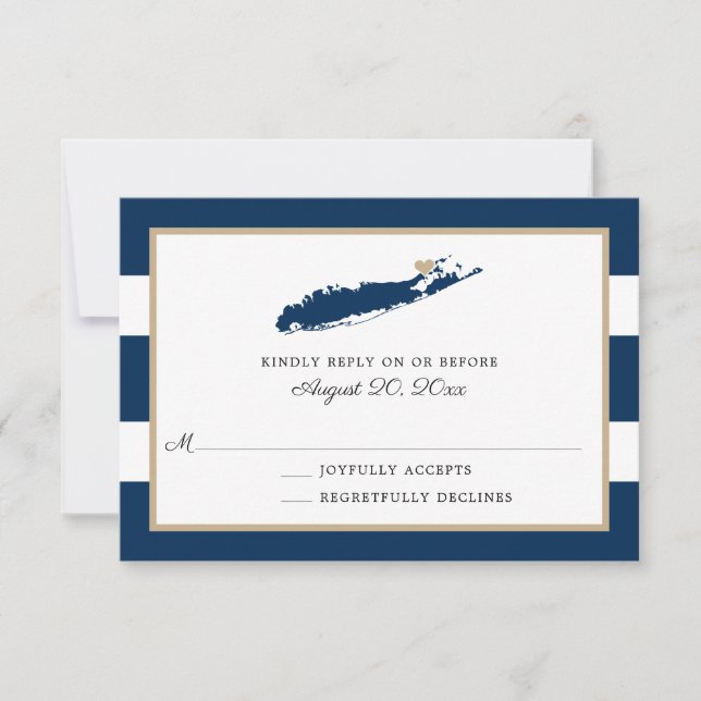 North Fork Long Island mit Herz Wedding RSVP Karte (Vorderseite)
