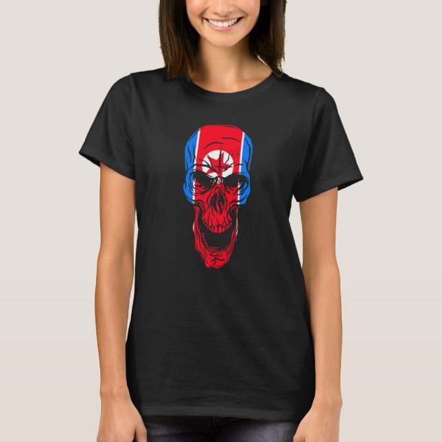 North Korea Flag Colours Skull T-Shirt (Vorderseite)