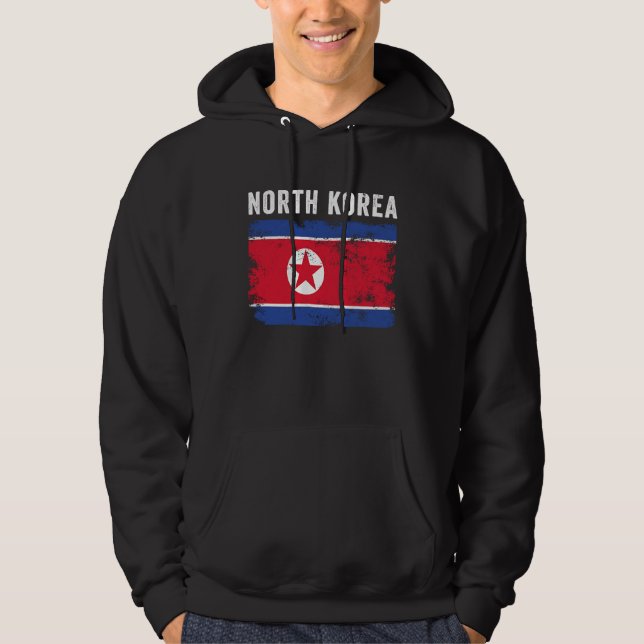 North Korea Flag Distressed  Men Women  North Kore Hoodie (Vorderseite)
