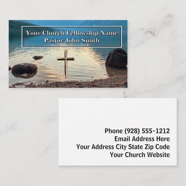 North Lake Gold Cross Kirche Pastor Business Cards Visitenkarte (Vorne/Hinten)