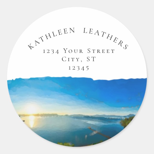 North Lake Tahoe Zielort Rücksendeadresse Sticke Runder Aufkleber (Vorderseite)