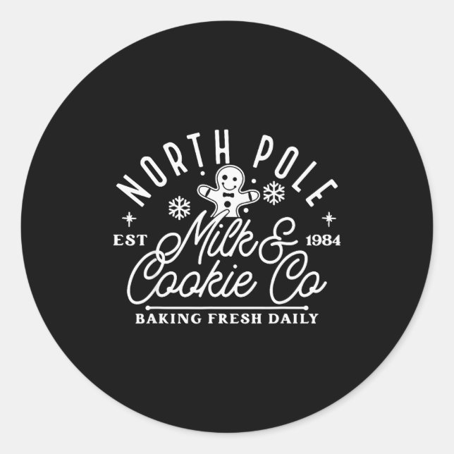 North Le Milk And Cookie Co Funny Baking Christmas Runder Aufkleber (Vorderseite)