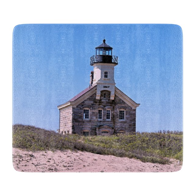 North Lighthouse Block Island RI Cutting Board Schneidebrett (Vorderseite)