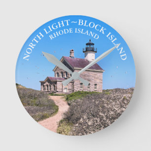 North Lighthouse, Block Island RI Wall Clock Runde Wanduhr