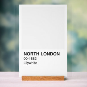 North London Lilywhite - Weißer Hintergrund Acrylschild