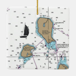 North Manitou Island WI Nautic Chart Keramikornament