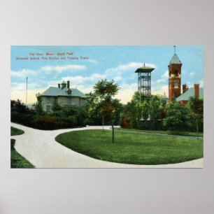 North Park View of Brownell School, Fire Poster