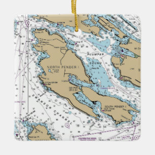 North Pender Island Chart Keramikornament