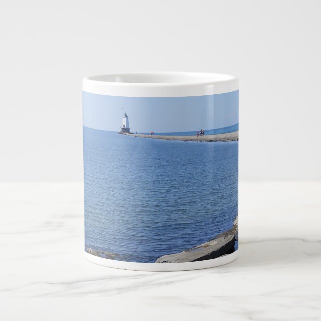 North Pierhead Lighthouse, Ludington, MI Jumbo-Tasse (Vorderseite)