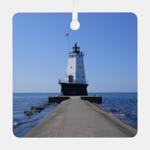 North Pierhead Lighthouse, Ludington, MI Ornament Aus Metall
