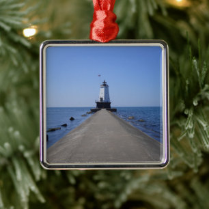 North Pierhead Lighthouse, Ludington, MI Ornament Aus Metall