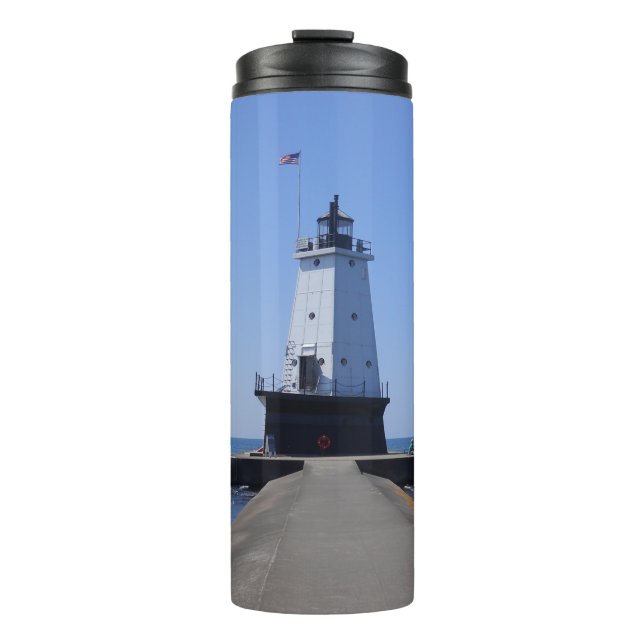 North Pierhead Lighthouse, Ludington, MI Thermosbecher (Vorderseite)