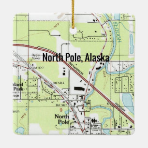 North Pole Alaska Map Keramikornament