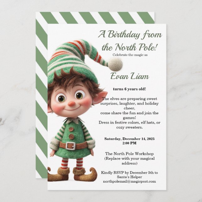 North Pole Birthday Magic | Enchanted Elf Einladung (Vorne/Hinten)