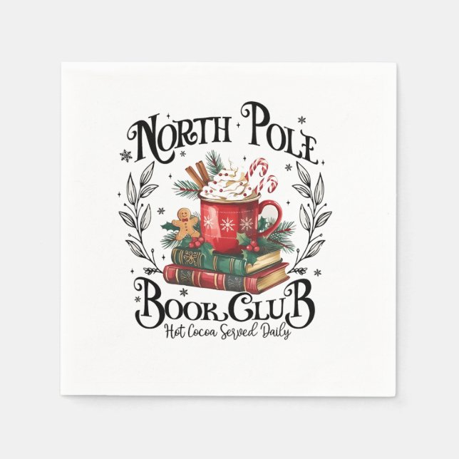 North Pole Book Club Hot Cocoa Weihnachten Serviette (Vorderseite)
