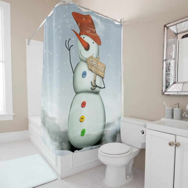 North Pole Bound Snowman Duschvorhang (Beispiel)