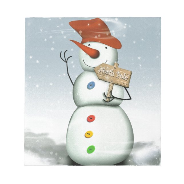 North Pole Bound Snowman Notizblock (Vorderseite)