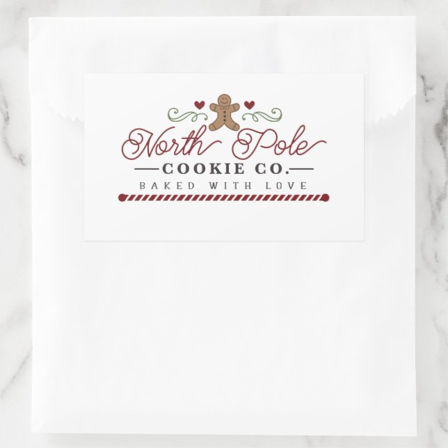 North Pole Cookie Company Weihnachten Rechteckiger Aufkleber (Tasche)