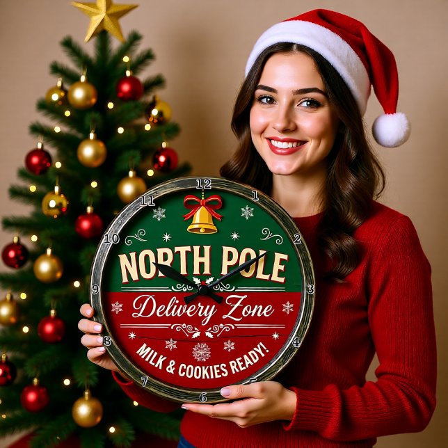 North Pole Delivery Zone Große Wanduhr (Von Creator hochgeladen)