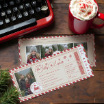 North Pole Express Bahn Ticket Weihnachtsfest Foto Feiertagskarte<br><div class="desc">Feiern Sie die Magie der Feriensaison mit unserer skurrilen North Pole Express Bahnkarte Weihnachtsfotokarte. Diese Karte, die so gestaltet ist, dass sie dem Nordpol eine reizvolle Zugfahrkarte ähnelt, wird Ihren Feiertagsgruß um eine Touch feierlichen Vergnügens bereichern. Die Karte zeichnet sich durch einen zauberhaften, rot-weiß-cremefarbenen Streifen aus Zuckerrohr aus, der den...</div>