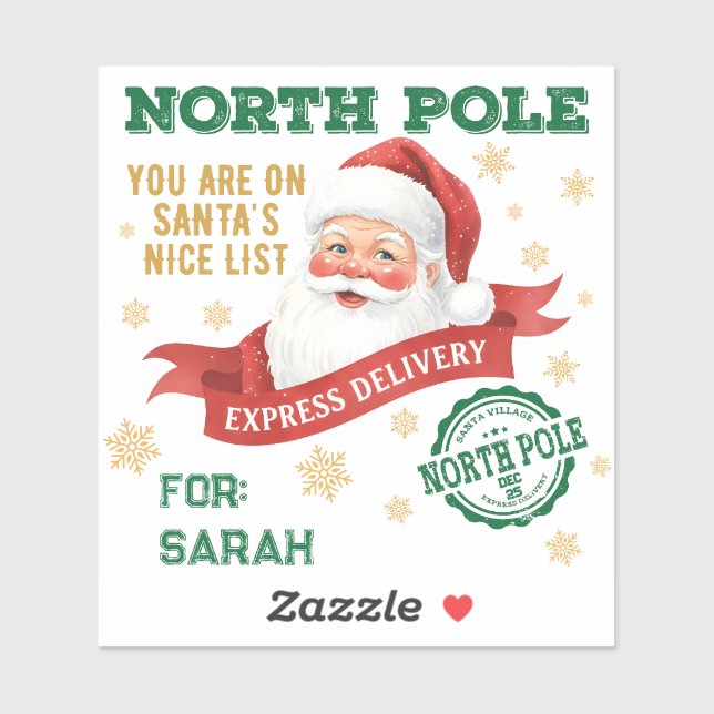 North Pole Express Delivery Santa Christmas Aufkleber (Blatt)