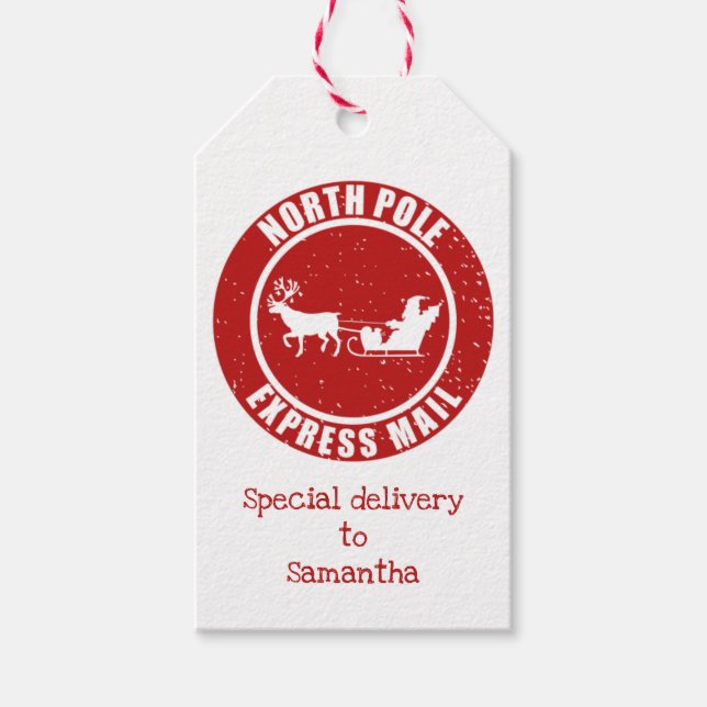 North Pole Express Mail Geschenke aus Weihnachten Geschenkanhänger (Vorderseite)